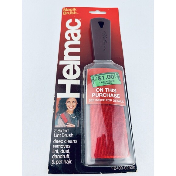 Vtg Helmac Magik Red Lint Remover Brush 1980s Original Package New Made in USA - Picture 9 of 12